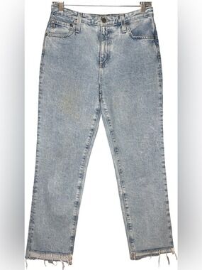AG High Rise Straight Crop Jeans Light Blue Size 28